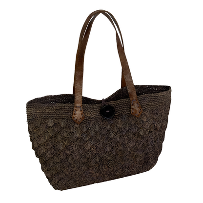 sac cabas en raphia marron