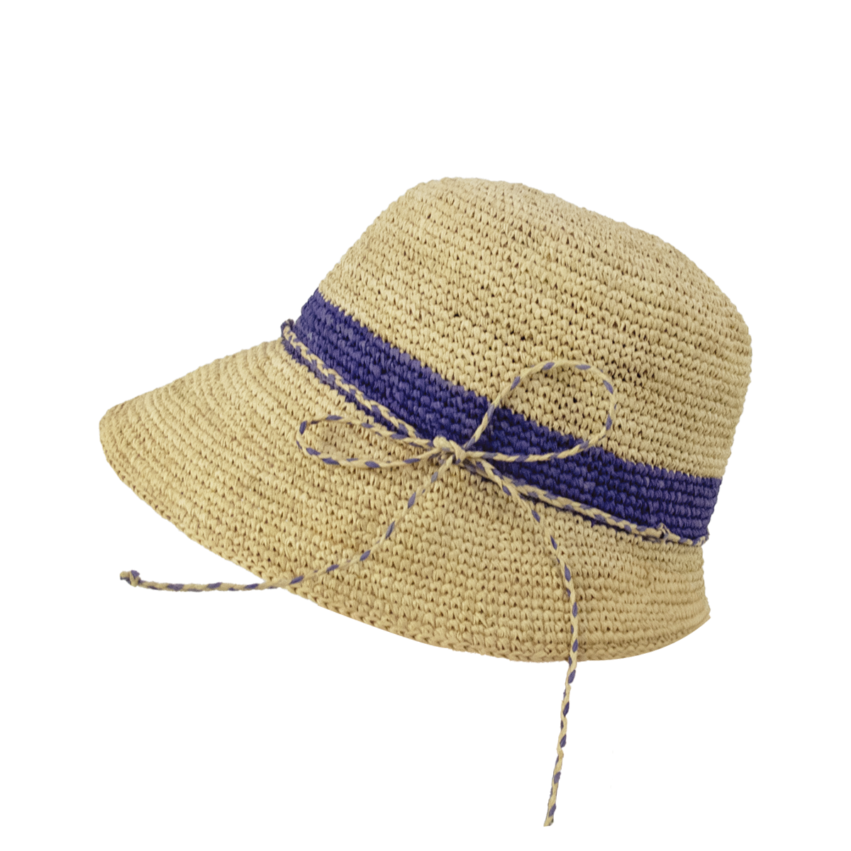 Chapeau en raphia bleu