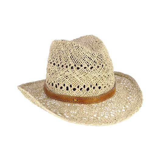 Chapeau en raphia cowboy pour femme