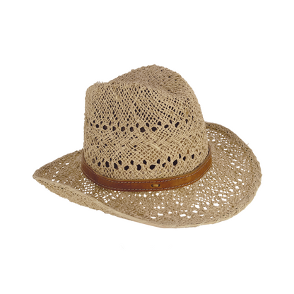 Chapeau en raphia cowboy pour femme