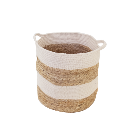 Cache pot , corbeille en corde blanc