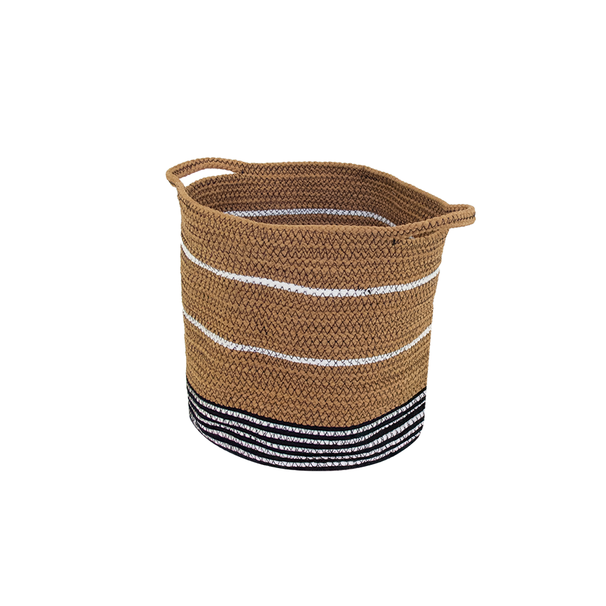 Cache pot , corbeille en corde blanc, noir et marron