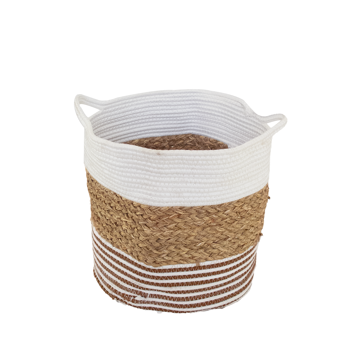 Cache pot , corbeille en corde blanc et marron