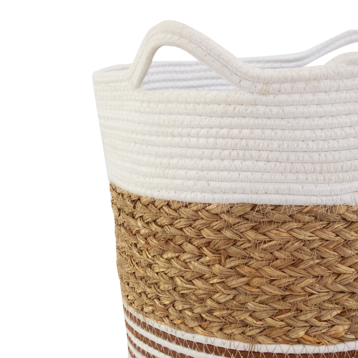 Cache pot , corbeille en corde blanc et marron