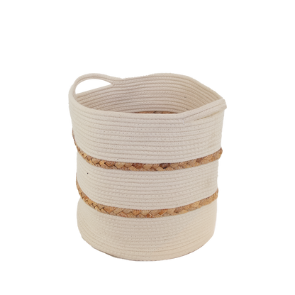 Cache pot , corbeille en corde blanc