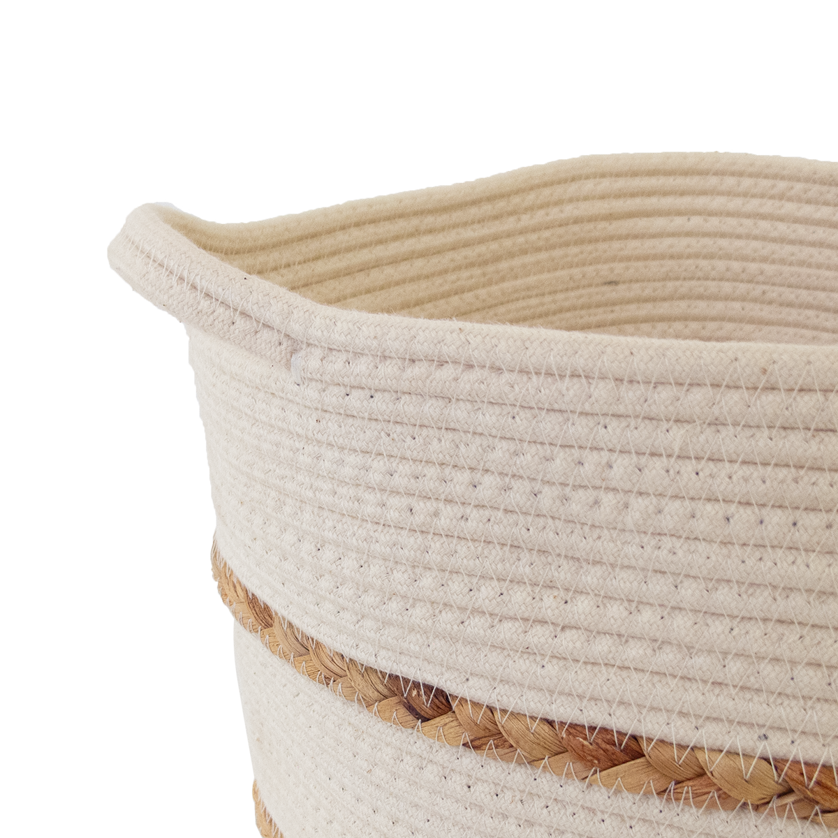 Cache pot , corbeille en corde blanc