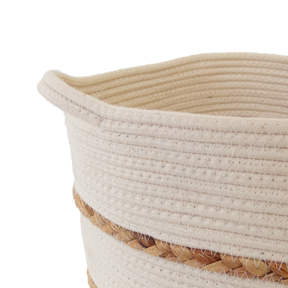 Cache pot , corbeille en corde blanc