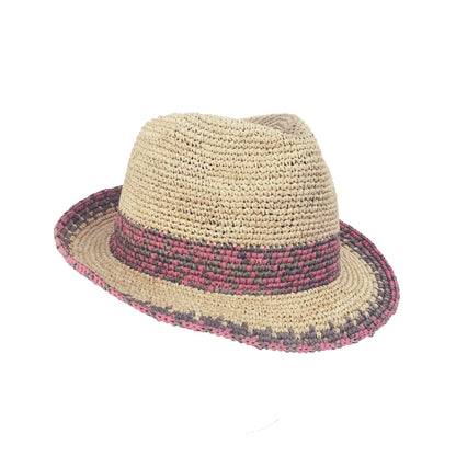 alt chapeau d'été pour femme en paille de raphia rose